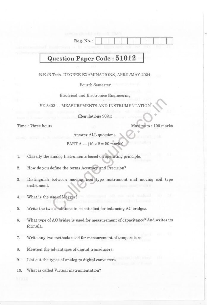 EE 3403-Measurements and Instrumentation