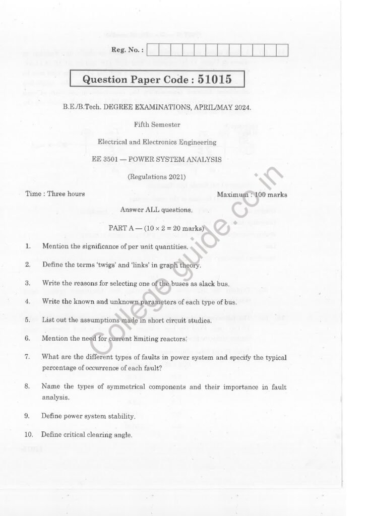 R2021 Anna University Question Paper November/December 2024